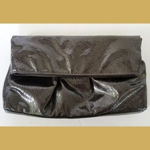 STEVE MADDEN gunmetal textured pvc FOLDOVER CLUTCH